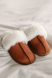 Tan Slippers Suede